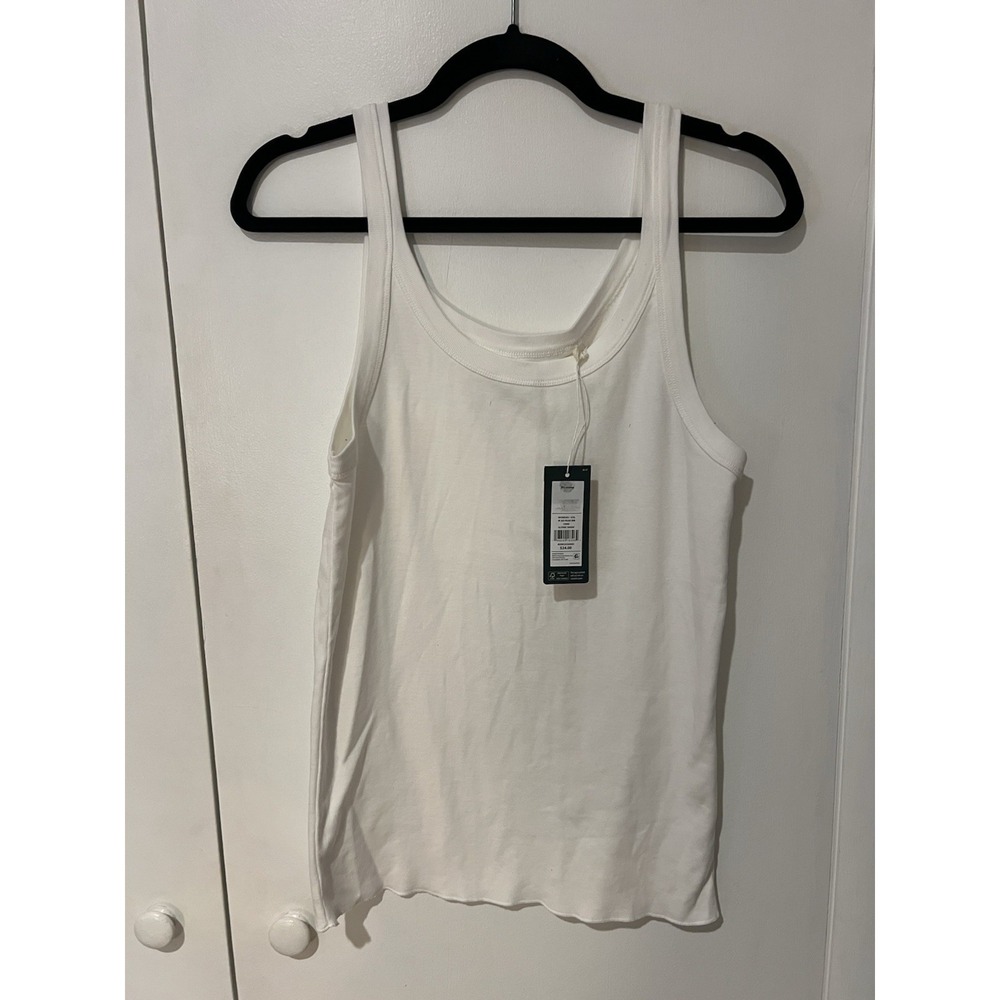 NWT Alpine Design Women's Ribbed Tank Top White Stretch Size XXL Cotton Raw Hem